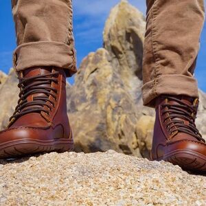 Lems Boulder Boot Leather in Russet Cognac Brown